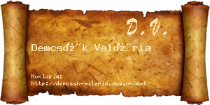Demcsák Valéria névjegykártya