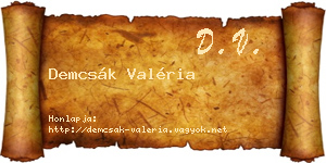 Demcsák Valéria névjegykártya